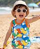 Babyhug Cotton Knit Sleeveless Tank T-Shirt With Dino Print - Multicolor