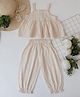 Qvink Cotton Woven Sleeveless Abstract Printed Coordinating Top & Pants Set - Off White