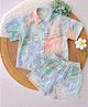 Qvink Cotton Woven Half Sleeves Leaf Printed Coordinating Shirt & Shorts Set - Multi Colour