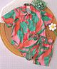 Qvink Cotton Woven Half Sleeves Leaf Printed Coordinating Shirt & Shorts Set - Multi Colour