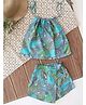 Qvink Cotton Woven Sleeveless Paisley Printed Coordinating Top & Shorts Set - Green
