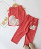 Qvink Cotton Woven Sleeveless Heart Patch Detailed Top & Pants Set - Rust Orange