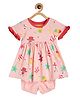 MINI KLUB Cotton Half Sleeves Circus Theme Printed Dress With Bloomer - Peach