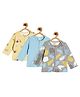 MINI KLUB Cotton Knit Pack Of 3 Full Sleeves Abstract & Pumpkin Printed Vest - Grey Blue & Yellow