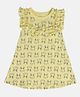 MINI KLUB Cotton Knit Sleeveless Frill Detailed & Bunny Face Printed Dress - Yellow