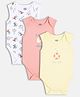 MINI KLUB Cotton Knit Pack Of 3 Sleeveless Bird Mouse & Castle Printed Onesies - Pink & White
