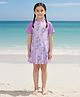 The Mom Store Half Raglan Sleeves Seahorse Printed Swimsuit - Lavender