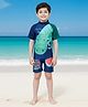 The Mom Store Full Sleeves Dinosaur Printed Legged Swimsuit - Multi Colour