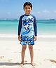 The Mom Store Full Sleeves Surfing Shark Printed Two Piece Swimsuit - Multi Colour
