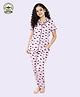 KUCHIPOO 100% Cotton Knit Half Sleeves Hearts Printed Coordinating Shirt & Pajama Night Suit - Pink