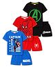KUCHIPOO Cotton Blend Knit Pack Of 3 Marvel Avengers Featuring Half Sleeves Characters Printed Tee & Shorts Set - Black Red & Blue