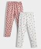 Orange Sugar Cotton Lycra Knit Pack Of 2 Floral & Hearts Printed Leggings - Multi Colour