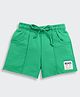 Tiny Girl Cotton Knit Bravo Text Patch & Floral Applique Detailed Shorts - Green