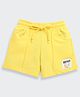 Tiny Girl Cotton Knit Bravo Text Patch & Floral Applique Detailed Shorts - Yellow