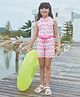 Tiny Girl Cotton Woven Sleeveless Abstract Printed Jumpsuit - Neon Pink