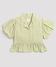 Tiny Girl Woven Half Sleeves  Textured Shirt Styled Top - Green