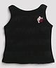 Tiny Girl Knit Sleeveless Floral Applique Detailed Top - Black