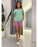Lil Tomatoes Cotton Jersey Knit Half Sleeves Summer Must Haves Text Printed Tee & Shorts  Night Suit - Light Green