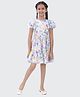 Tiny Girl Woven Puffed Sleeves Floral Printed Dress - Pink