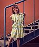 Tiny Girl Woven Frill Sleeves Floral Printed Dress - Liril Green