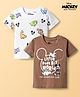 Babyoye Disney Cotton Knit T-Shirt with Mickey Mouse Graphic Half Sleeves Multi Color 3-6 Months Pack of 2