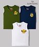 Babyhug Disney Cotton Single Jersey Knit T-Shirts with Sleeveless Styling and The Lion King Print in for in Navy Blue for Pack of 3 3-6 Months