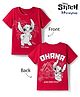 HoneyHap Disney Single Jersey Knit Half Sleeves T-Shirt with Front & Back Lilo & Stitch Print - Red