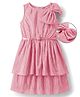 Hola Bonita Knit Sleeveless Pleated Party Dress with Foil Print & Belt - Pink