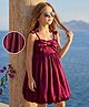 Hola Bonita Woven Sleeveless Shiny Balloon Party Dress with Bow Applique - Wine