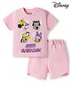 Bonfino Disney 100% Cotton Knit Half Sleeves T-Shirt & Shorts Set With Minnie & Friends Graphic - Pink