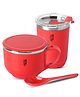 Jaypee Plus Sip & Savour Stainless Steel Soup Bowl with Lid & Spoon Holder 700 ml with Stainless Steel Spill Proof Handy Sipper 300 ml - Red