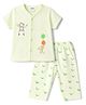 Tango Single Jersey Knit Half Sleeves T-Shirt & Pyjama Night Suit with Banana Print - Green