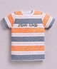 giniekids Cotton Knit Half Sleeves Striped & Brooklyn Text Printed Tee - Orange