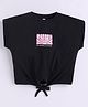 giniekids Cotton Knit Half Sleeves Wonderful Summer Text Printed Knot Detailed Crop Top - Black