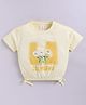 giniekids Cotton Knit Half Sleeves Floral & LA California Text Printed Top - Yellow