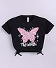 giniekids Cotton Knit Half Sleeves Butterfly Printed Top - Black