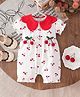 Mark & Mia Cotton Half Sleeves Romper With Cherry Print & Applique - White