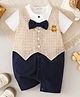 Mark & Mia Cotton Romper With Bow Applique & Bear Embroidery - Beige