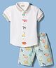 Dapper Dudes Knit Half Sleeves Animals Printed Shirt & Shorts Set - Green