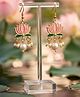 SKD Pearls Embellished Lotus Designed Earrings - Peach