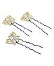 SKD Set Of 3 Lotus Designed Juda Hair Pins - Silver