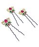 SKD Set Of 3 Lotus Designed Juda Hair Pins - Dark Pink