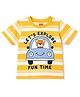 Babyhug Cotton Knit Half Sleeves Striped T-Shirt with Bear Print - Yellow