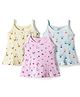 CUCUMBER Sinker Knit Sleeveless Slips With Giraffe Bunny & Bow Print Pack of 3 - Pink Lemon Yellow & Blue