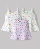 CUCUMBER Sinker Knit Sleeveless Printed Slips Pack of 3 - Green Offwhite & Lilac