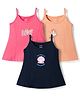 CUCUMBER Sinker Knit Sleeveless Printed Slips Pack of 3 - Pink Navy Blue & Peach