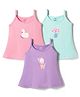CUCUMBER Sinker Knit Sleeveless Printed Slips Pack of 3 - Pink Blue & Violet