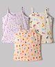 CUCUMBER Sinker Knit Sleeveless Slips With Animal Fruits & Floral Print Pack of 3 - Peach Cream & Lilac