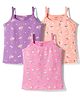 CUCUMBER Sinker Knit Sleeveless Slips With Floral Koala & Candy Print Pack of 3 - Pink Peach & Purple