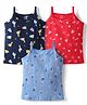 CUCUMBER Sinker Knit Sleeveless Slips With Floral Heart & Dino Print Pack of 3 - Red & Blue